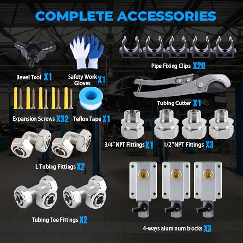 Shop Air line kit 3/4"×100'&200'&300' HDPE-Aluminum-HDPE Air Tubing Compressed Air Line Kit for Air Compressor Accessories Leak Proof&Easy to Install Compressed Air Piping System for Garage - size: 3/4"×100FT