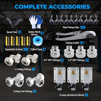 Shop Air line kit 3/4"×100'&200'&300' HDPE-Aluminum-HDPE Air Tubing Compressed Air Line Kit for Air Compressor Accessories Leak Proof&Easy to Install Compressed Air Piping System for Garage - size: 3/4"×100FT