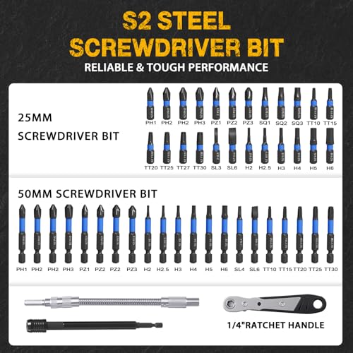 XOOL 86-Piece Magnetic Impact Nut Driver Set, Metric & SAE, with Socket Adapters, Universal Joint, Flexible Shaft, Wing Nut Driver, Power Bits & Quick-Release Extension