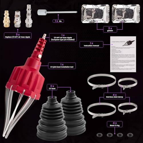 Upgrade Universal CV Joint Boot Installation Tool Kit w/ 2 CV Boots, Fits 26mm-34mm Shafts, Premium Silicone, Seals Out Dirt & Moisture, w/Stainless Steel Clamps, For Cars/Trucks - size: Kit 3