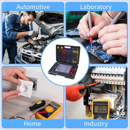 105PCS Multimeter Test Lead Kit with Hanging Loop Strap Magnetic Hanger for Fluke, Automotive Circuit Breakout Probe Kit, Banana Plug Leads & Large Alligator Clips