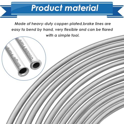 3/16inch x 25 ft Brake Line Tubing Kit Flexible Zinc Coated Alloy Brake Line Tubing Coil with 16 Inverted Flare Fittings SAE Standard - size: 3/16 Inch Silver, style: Brake Line