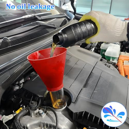 Car Engine Oil Funnel, Vehicle Threaded Locking No Spill Spout Directly into Filler Funnel, Automotive Diesel Change Tool, Compatible with Avalon Tercel Venza (Red) - color: Red