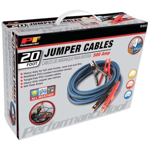 Performance Tool W1673 20' 4-Gauge 500 AMP All Weather Jumper Cables - style: 4GA x 20' (600 AMP)