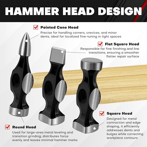 C&T Auto Body Repair Tool Kit,7 Piece,Car Body Repair Tool Kit, Carbon Steel Dolly and Hammer Dent Body Fender Tool Set - size: 7PC
