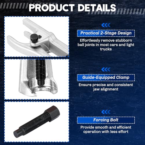 5-in-1 Ball Joint Separator | Pitman Arm Puller Tie Rod End Tool Set for Front End Service, Splitter Removal Kit Ball Joint Removal Tool (Blue) - color: Blue