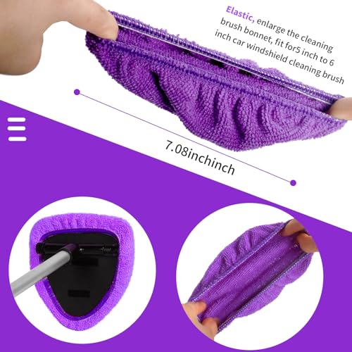 XINDELL 5 Pack Windshield Cleaner Microfiber Pads – Replacement Heads Cover for Xindell Tools Washable & Reusable Triangle Pads (Violet). Fits Window Reach Tool - Handle Not Included - color: Violet