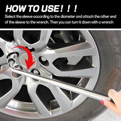 Telescoping Lug Wrench, Extendable 4 Way Lug Wheel Wrench, Wheel Nut Remover Set with 17/19mm and 21/23mm Sockets, Universal Tire Repair Tool Kit for Cars Trucks SUVs
