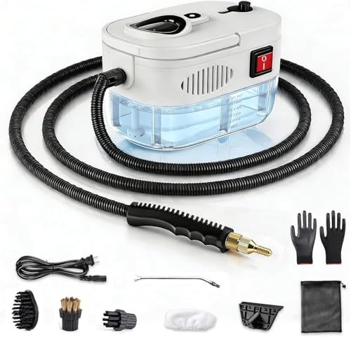 Steam Cleaner, 6-Level Adjustable Portable Steamer Handheld, Fast Heat-Up, 1.2LTank, Steamer Cleaning with 8 pcs Accessories for Home Dirt, Grease, Grout, Tile,Floor, Car, Carpet