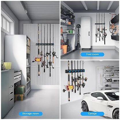 PLUSINNO Fishing Gifts for Men - V6 Vertical Fishing Rod/Pole Holders, Support Extra Large & Heavy Fishing Rod Combos, Fishing Rod Holders for Garage, Wall Mounted Fishing Rod Rack Storage - style: Upgraded 4pack (Support Heavy rod combos)