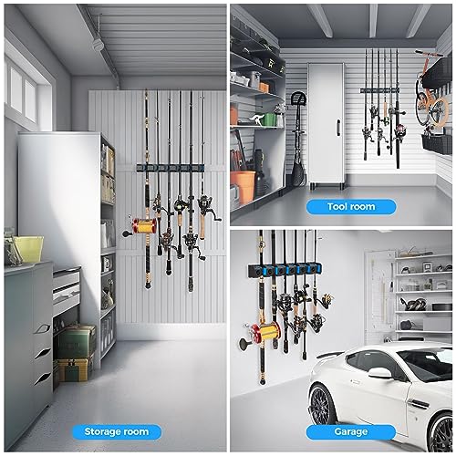 PLUSINNO Fishing Gifts for Men - V6 Vertical Fishing Rod/Pole Holders, Support Extra Large & Heavy Fishing Rod Combos, Fishing Rod Holders for Garage, Wall Mounted Fishing Rod Rack Storage - style: Upgraded 2pack (Support Heavy rod combos)
