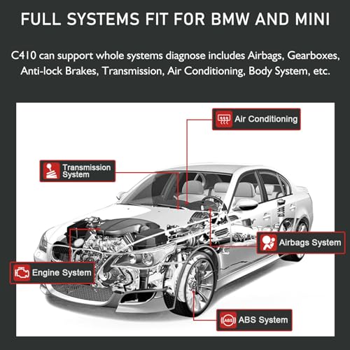 C410 OBD2 Scanner Fit for BMW Mini EPB ABS SRS DPF Oil Reset Multi System Scan Tool with Battery Registration OBDII Code Reader Diagnostic Scan Tool [New Version Update of Creator C110+ C310+]
