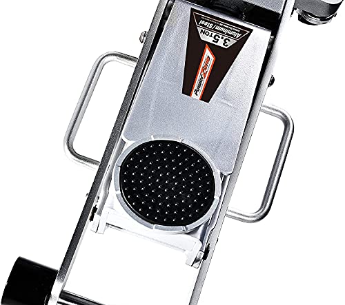 Power Zone Dual Pump Quick Lift 3-1/2 Ton Aluminum and Steel Racing Jack, Lift Range: 4-1/8” to 18-5/16”, Silver (680063-A)