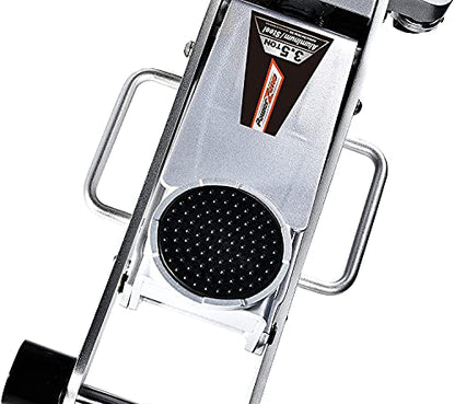 Power Zone Dual Pump Quick Lift 3-1/2 Ton Aluminum and Steel Racing Jack, Lift Range: 4-1/8” to 18-5/16”, Silver (680063-A)