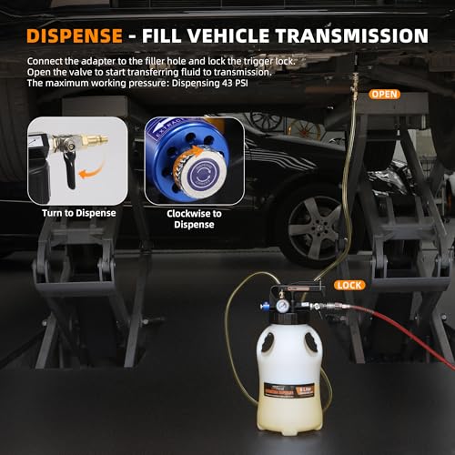 FOUR UNCLES 6L Pneumatic Transmission Fluid Pump with ATF Adapters | 6L High Capacity, Pneumatic Fluid Delivery, ATF Adapter Kit, Efficient Service, Professional Garage Tool - size: 6L