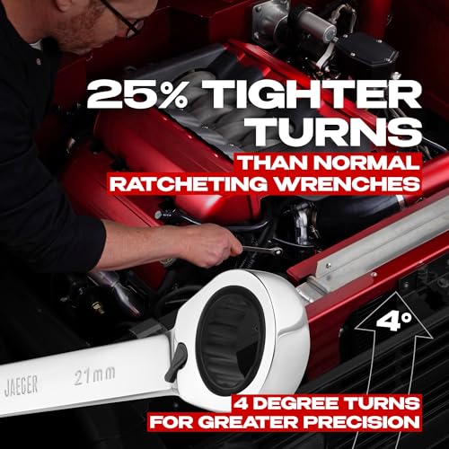 Jaeger 16pc MM/Metric Reversible Ratcheting Combination Wrench Set With Lock-In Rack - REVERSIBLE MASTER SET With Ratchet Speed Wrenches And A Lock-In Rack Case - size: 16pc Metric Reversible Set, style: Reversible Ratcheting Wrench Set