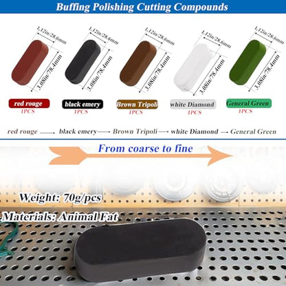 11Pcs 8" Buffing Wheel Polishing Kit for 4.5" Angle Grinder, Aluminum Metal Polishing Wheel Pad with Polishing Compound, 5/8" Arbor Hole for Stainless Steel Brass Copper Mirror Finish - size: 8 inch - 9pcs