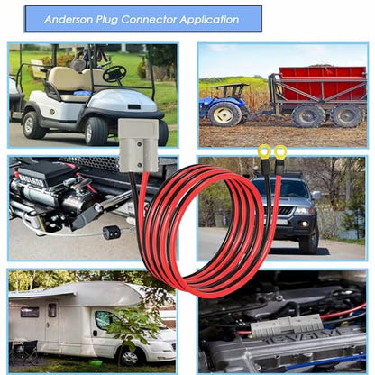 Anderson Plug Connector Cable,Electric Forklift Charging Plug,50A Battery Quick Jumper Cable Connector,with 10AWG 2M Cable Towing Winch Quick Connection .(Anderson 2m) - size: Anderson Plug Connector to Copper Ring 2M