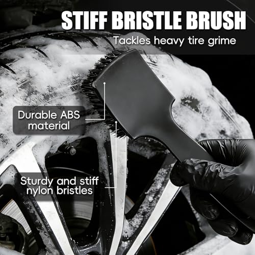 4PCS Long Handle Wheel Brush Kit,Bendable and Durable Wheel Rim Cleaner Brush Set Red - size: 4PCS
