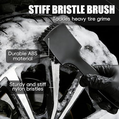 4PCS Long Handle Wheel Brush Kit,Bendable and Durable Wheel Rim Cleaner Brush Set Red - size: 4PCS