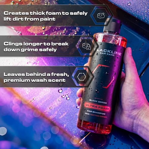 Blackline Automotive Extreme Foaming Car Shampoo - Extreme Ultra Foam Perfect for Ceramic Coatings - Compatible with Foam Cannon for Pressure Washer (16 Fl Oz, Cotton Candy) - size: 16 Fl Oz (Pack of 1)