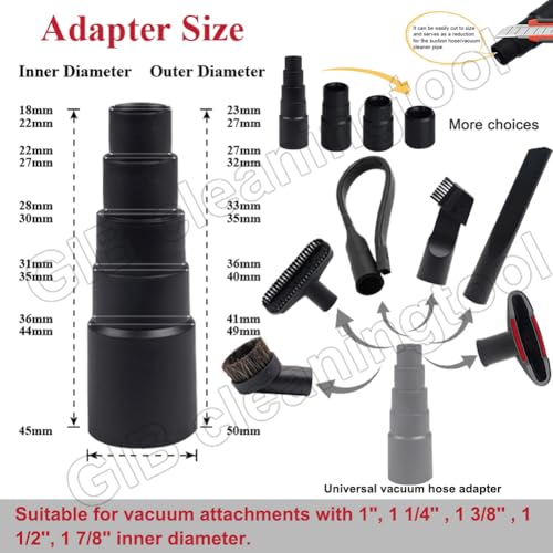 10 Pcs Universal Vacuum Attachments for Shop Vac Accessories - 2 1/2" to 1 1/4" and 1 7/8" to 1" Vacuum Hose Adapter Kit, Vacuum Brush Attachment Flexible Crevice Tool, Vacuum Extension Wand - size: 10 PCS