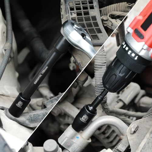 EMENTOL 30PCS 1/2" Drive Shallow Impact Socket Set, Metric, 10mm - 36mm, CR-MO, 6 Point, Includes 3-inch and 6-inch Imapct Extension Bars, 1/4"-1/2" Drill Adapter - size: 1/2" Drive (10mm-36mm),Shallow