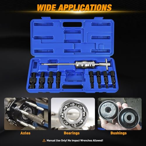 GOOACC 9PCS Blind Inner Bearing Puller Set, Slide Hammer with Expandable Collets 8-32MM Blind Hole Collet Bearing Slide Hammer Puller Set Internal Pilot Bearing Removal Tool for Axles Bearings, Blue - color: 9pc Blind Inner Bearing Puller Blue