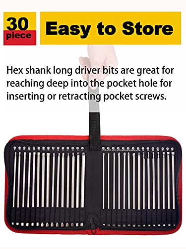Rocaris 30 Pack 1/4 Inch Hex Shank Long Magnetic Screwdriver Bits Set | 6 Inch Power Tools(Slotted+Cross+Square +Torx)