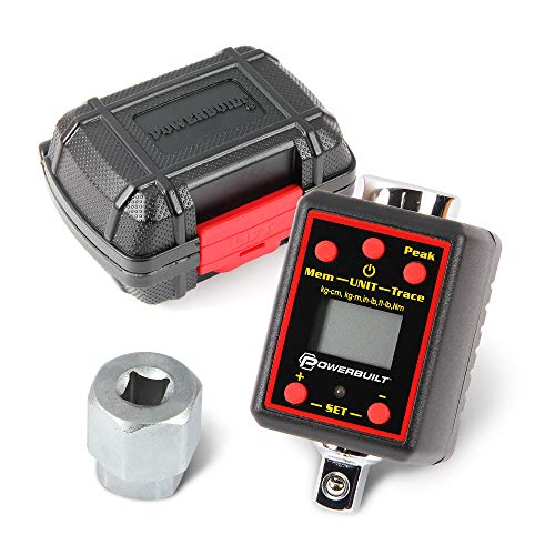 Powerbuilt Digital Torque Socket Adapter, 3/8 Inch Drive Ratchet to Torque Wrench Converter, LCD Display Screen, Five Units of Measure - Red 940963 - size: 3/8 in.