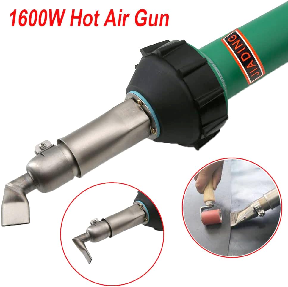 110V 1600W JIADING Professional Hot Air Plastic Welder Hot Air Torch Plastic PVC Welding Gun Welder with Speed Nozzle Roller Heat Element - color: C