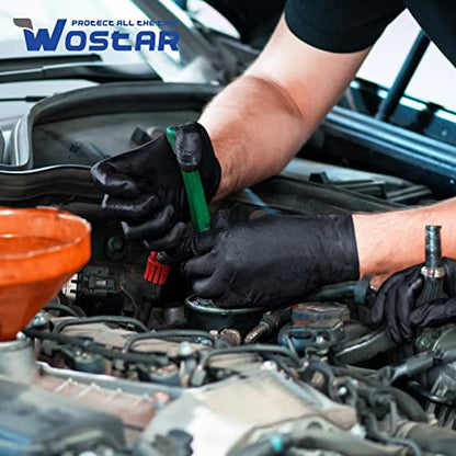 Wostar Black Nitrile Disposable Gloves Medium 8 Mil 100Pcs Latex & Powder-Free Industrial Raised Diamond Texture Black Gloves - color: Black Medium 8mil 100pcs, size: Medium ( 100pcs a box)