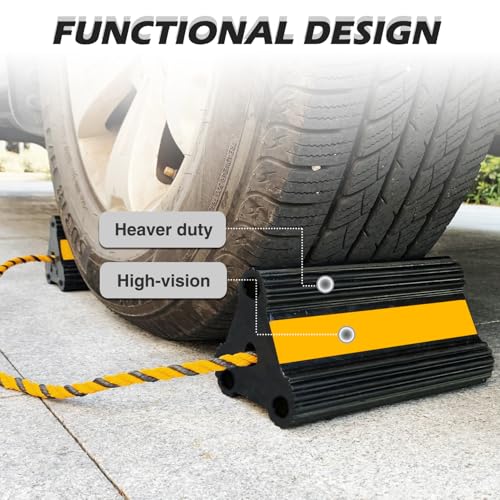 Vacallity Wheel Chocks for RV Trailer Car Truck, Upgrade Rubber Wheel Chocks with Rope Easy to Use,Camper Travel Chock Blocks Wheel Immobilizers & Chocks (8.2" 4pair) - size: 8.2" 4pair