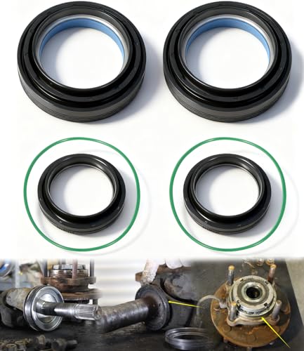 Front Axle Vaccum Knuckle & Tube Seal Kit - Fit for Ford 1998-2004 F250 F350 F450 F550 Super Duty Excursion Dana 50 60 Front Axle Knuckle Tube, Front Oil Seal Set, Replace 50491, 50381, 41784-2, 6 PCS - size: for 1998-2004 Ford F250 F350 F450 F550