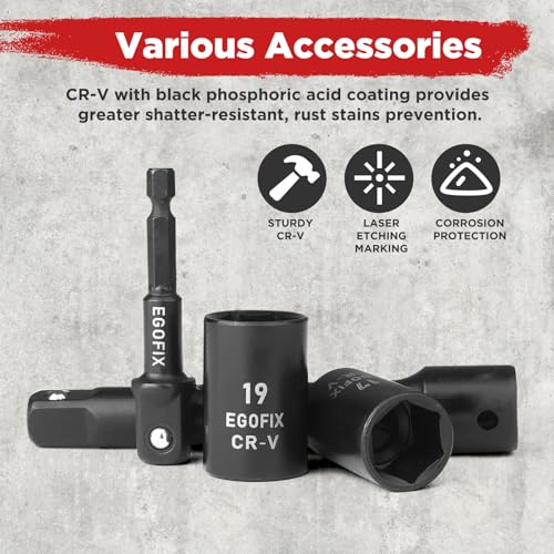 1/2" Drive Impact Socket Set, 23 Piece Metric (13-19, 21, 22, 24mm) and SAE (7/16 to 1 inch) Tool Set with 72 Tooth Reversible Ratchet, with Storage Box for Auto Repairing - style: 1/2-23PCS
