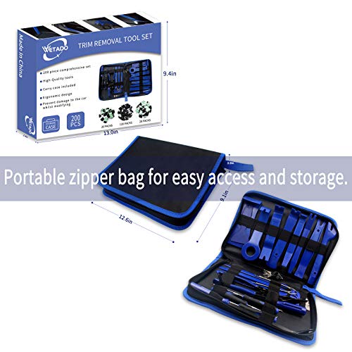 Trim Removal Tool Kit, 200PCS AutoTrim Removal Set, Plastic Panel Fastener Removal Tool, Car Trim Removal Kit for Car/Trim/Panel/Door/Audio/Auto Clip Pliers/Terminal Removal Tool Kit (Blue) - color: Blue -200PCS