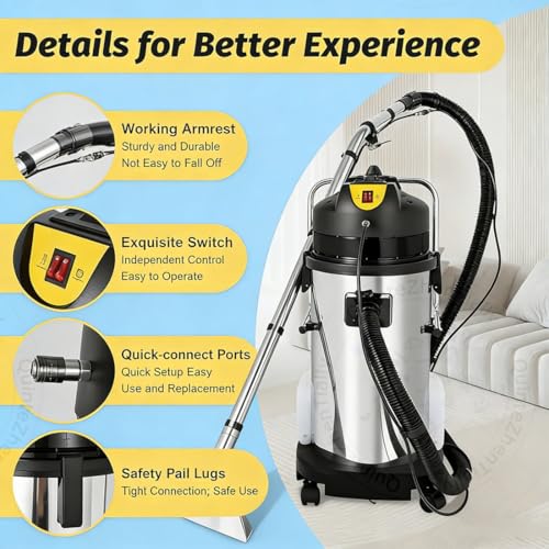 1034w Commercial Carpet Cleaner Machine,Portable Extractor Car Detailing,5-in-1 Multi-Purpose Vacuum Washer,Stainless Steel Body,for Carpet Sofa Curtain Cleaning 30L - size: 30L