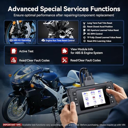 iCarsoft MT V6 for Suzuki Motorcycle Bidirectional Diagnostic Tool Full System Scan Code Reader with 9 Reset/12 Active Test, Motorbike & Car OBD2 Scanner/Live Data/Battery Test/AutoVIN