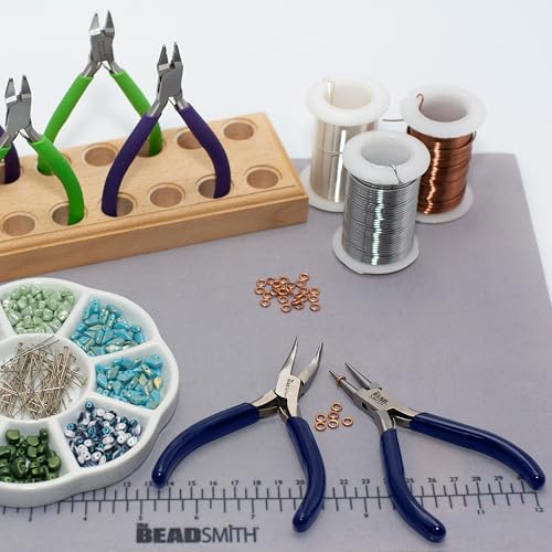 The Beadsmith Bent Chain-Nose Pliers | 4.5" Jewelry Making Tool for Crafting and Repair, For Reaching Difficult Angles, Steel Head w/ PVC Handles - style: Bent Chain Nose