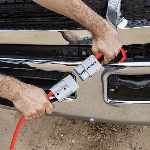 KRIEGER Jumper Cables 100% Pure Copper, 30 Feet, 2 Gauge, 1000 Amp Custom-Made Alligator Clamps, Booster Battery Cables w/Permanent Installation Kit & Quick Connect Plugs - Carrying Bag Included - size: 30-Feet (2-Gauge)