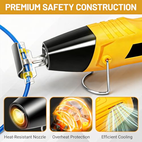 120 PCS Solder Seal Wire Connectors with Heat Gun Kit, 3:1 Heat Shrink Tubing and Heat Gun,Solder Sticks Wire Terminals Electrical Connectors for Automotive, Marine, Trailer Wiring