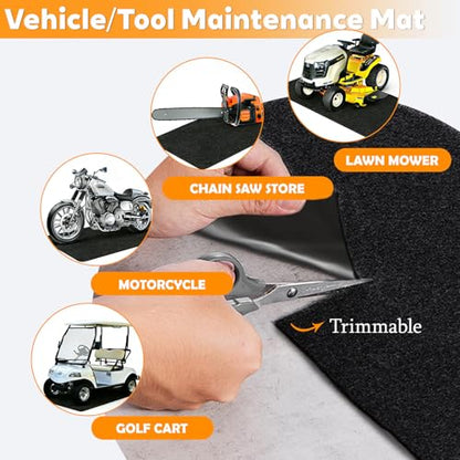 Garage Mats for Floor 17'x7'4" - Premium Felt & Rubber Oil Spill Drip Resistant Driveway Garage Protector, Trimmable Auto Trunk Liner, Parking Mats for Under SUV Sports Car, Black | Absorbs and Contain Water Grease, No Leakage - size: 17' x 7'4"-Smooth Bl