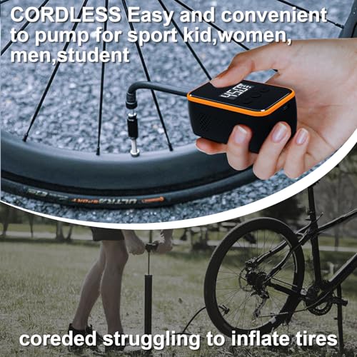 Mini Bike Tire Pump,20s Fast Inflation 150PSI Electric Bicycle Pump with Pressure Gauge,Portable Tire Inflator Bike Air Pump with Presta and Schrader Valve for Balls,Motorcycle Road and Mountain Bike