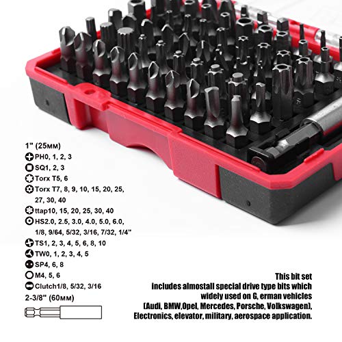 Protorq High Qualiy Security Bit Set, 61-Piece, S2 Steel, Temper Proof Bits, for home electoronics, vehicles, military, aerospace applications - size: 61pc security bit set