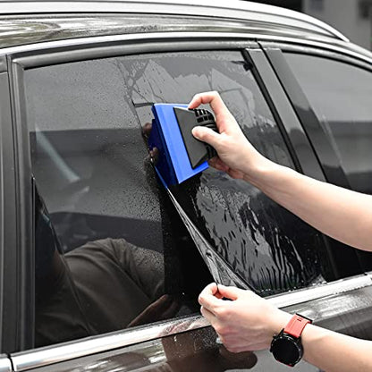 EHDIS Window Tint Tool All-Purpose 6'' Silicone Cleaning Squeegee 5-inch Handy Small Rubber Window Squeegee Auto Water Blade for Car Windshield, Window, Mirror, Glass Door,Shower (Black and Blue) - color: Black and Blue