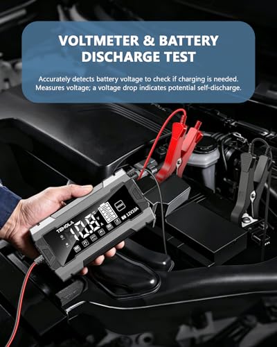 12V 10A Smart Battery Charger Fully Automatic Battery Maintainer Trickle Charger with Pulse Repair LCD Display Temp Compensation for AGM Gel SLA LiFePO4 Flooded Deep Cycle Motorcycle Boat Batteries - color: Gray-Black