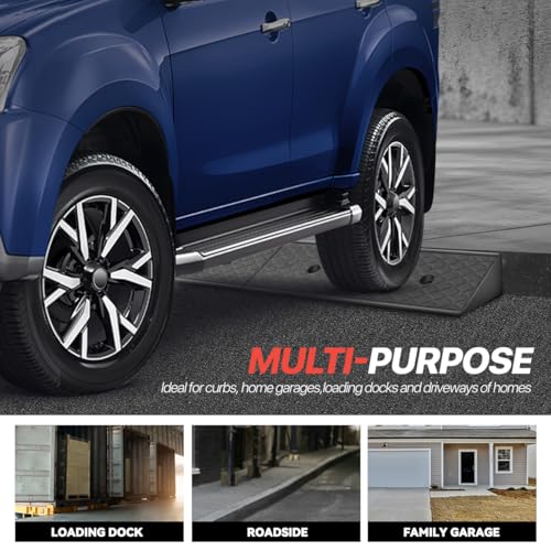 Rubber Curb Ramp, 3" Rise Height, Driveway & Threshold Bridge Ramp for Forklift, Car, SUV, Wheelchair, Bike - size: 3" Rise