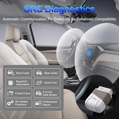 Bluetooth OBD2 Scanner, 4 System Car Diagnostic Tool with AI Fault Code Analysis, Engine ABS SRS Transmission Code Reader, Live Data Stream, VIN Auto Recognition, Full OBDII Functions with Free App