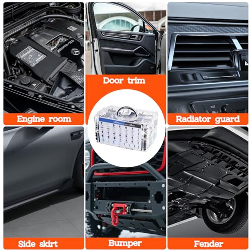 1355Pcs Car Retainer Clips & Metal Fasteners Kit - 36 Sizes Auto Push Rivets, Bumper U-Nuts & Screws with 5 Blue Trim Tools, Cable Ties. 3-Layer Storage Box for GM Ford (1355Pcs) - style: 1355pcs