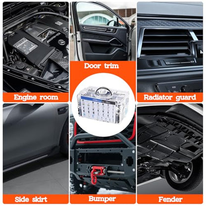 1355Pcs Car Retainer Clips & Metal Fasteners Kit - 36 Sizes Auto Push Rivets, Bumper U-Nuts & Screws with 5 Blue Trim Tools, Cable Ties. 3-Layer Storage Box for GM Ford (1355Pcs) - style: 1355pcs